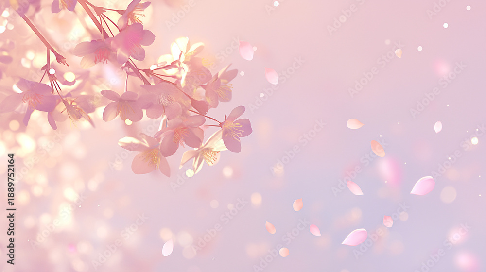 Fototapeta premium 桜の枝が写っていて桜の花びらが舞っている