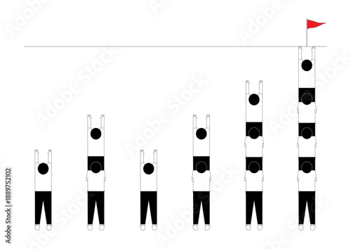 Vector illustration of a simple minimal human line art figure. A human ladder stackable facing back with clean lines.