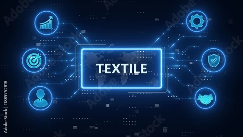 Wallpaper Mural The textile process. From fibre to retail.futuristic blue technology background. Torontodigital.ca