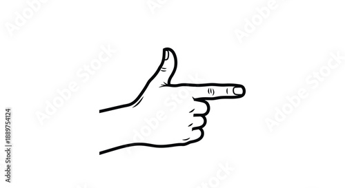 A simple black line drawing of a hand pointing right silhouette