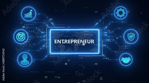 Wallpaper Mural Entrepreneur concept.blue Neon digital technology background Torontodigital.ca