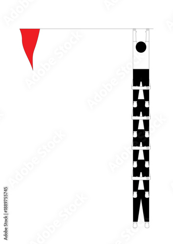 Vector illustration of a minimal stackable human figure in simple line art. A human ladder front facing.