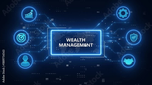 Wallpaper Mural Wealth Management concept.Blue Neon Digital Technology Background Torontodigital.ca