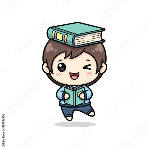 Student with Books Vector Illustration