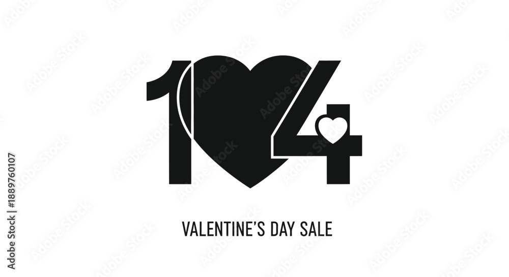 Obraz premium Numbers and a heart form a valentine s day message silhouette
