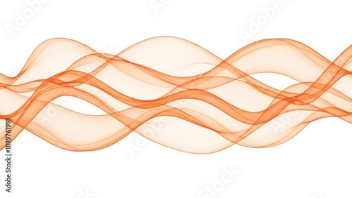 Abstract orange wave lines flowing dynamically on white background minimal design