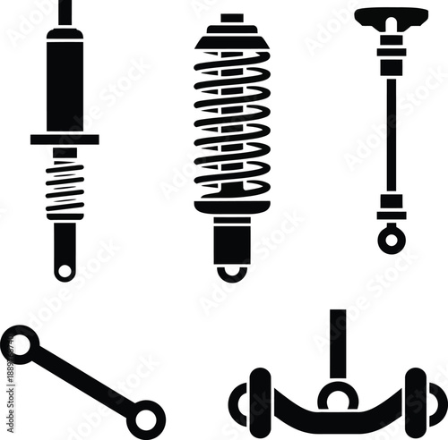 Black and white of car suspension parts