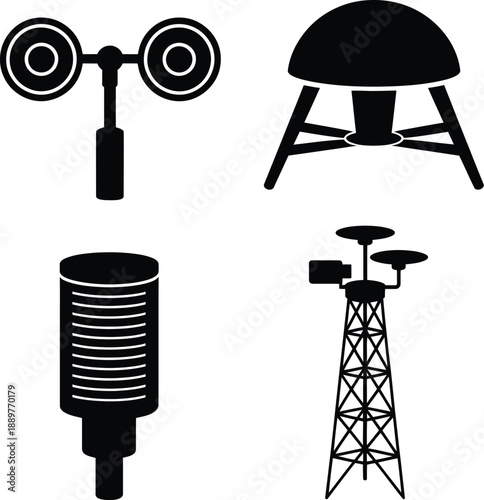 Weather station anemometer satellite dish microphone