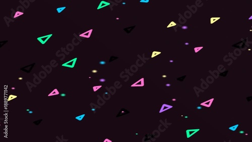 Animated Triangles Floating with Glowing Dots on a Dark Background