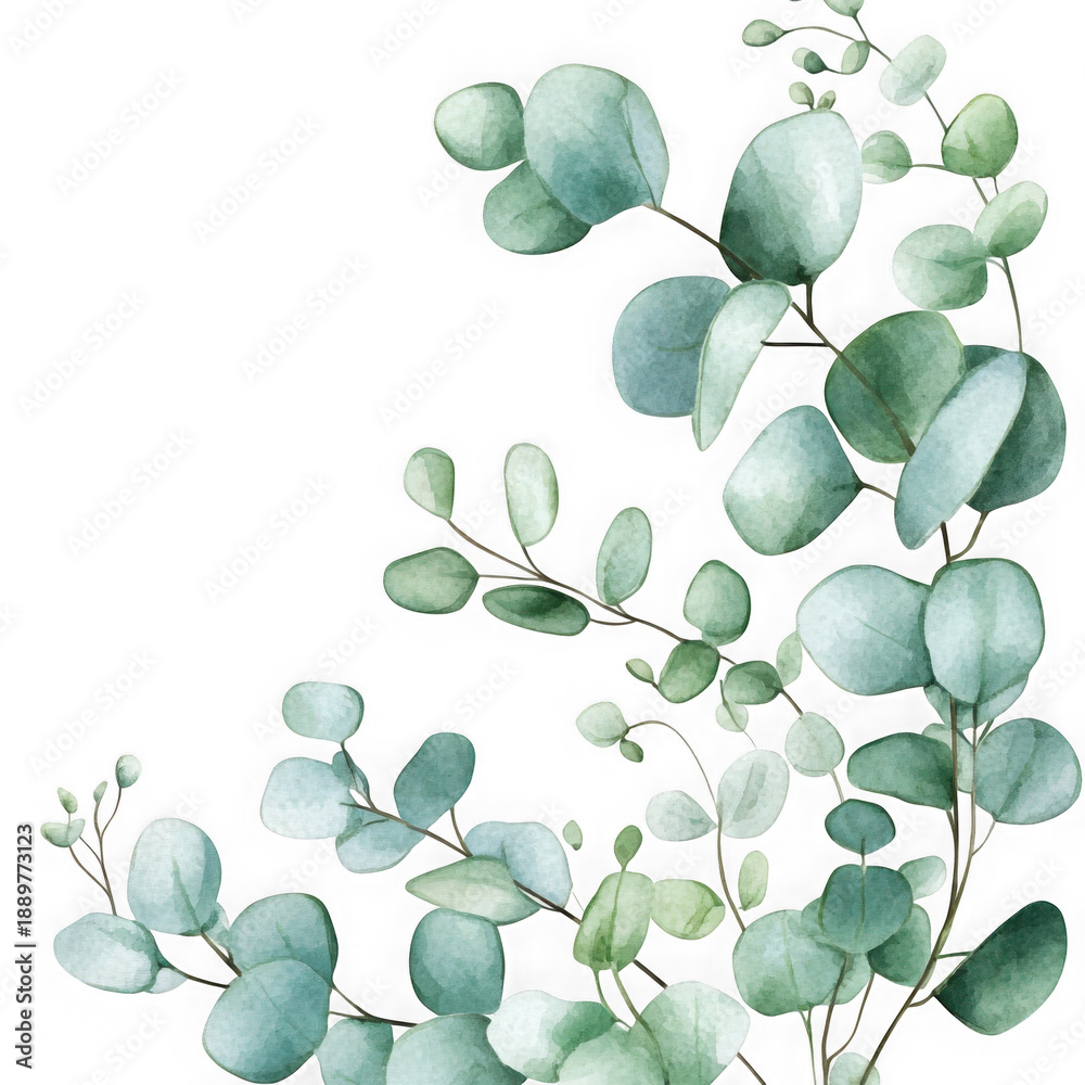 Obraz premium Delicate eucalyptus leaves against a dark background