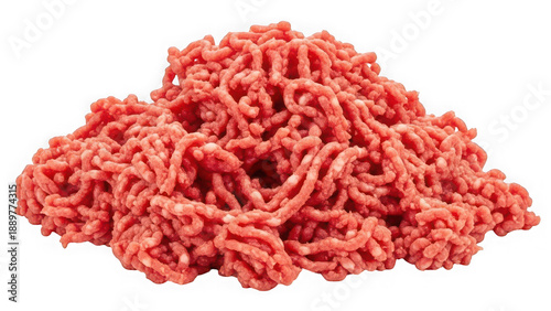 Pile of fresh raw ground meat mince for cooking isolated on transparent background