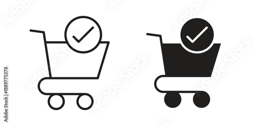 Purchase order icons for design. Easily editable stroke. Modern flat design.