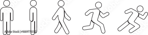 man running walking outline people icon set vector illustration design 