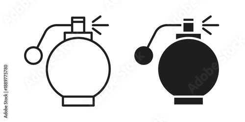 Round perfume bottle icons for design. Easily editable stroke. Modern flat design.