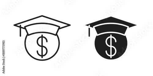 Scholarship icons for design. Easily editable stroke. Modern flat design.