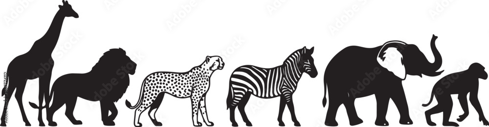 Obraz premium vector illustration of a silhouette of a animals