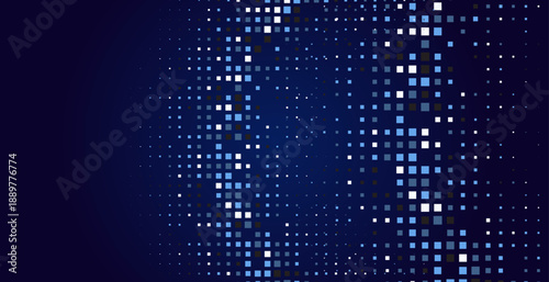 Digital Pixel Explosion. Abstract Virtual Cyber Space Data Flow. Halftone Pixel Effect Round Explosion. Vector