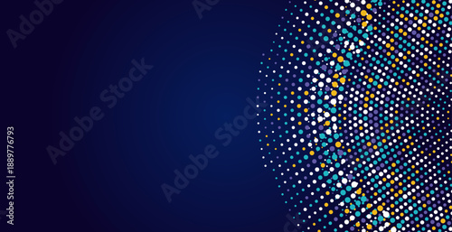 Digital Pixel Explosion. Abstract Virtual Cyber Space Data Flow. Halftone Pixel Effect Round Explosion. Vector