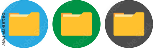 Colorful folder icons in circles