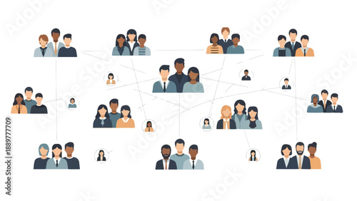 Illustration of diverse people connected in a network, symbolizing unity and awareness on International Day of Elimination of Racial Discrimination and Anti-racism with a flat, graphic style on a