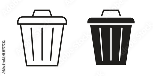 Trash Bin icons for design. Easily editable stroke. Modern flat design.
