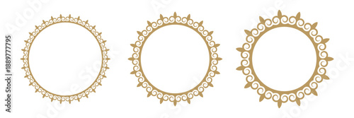 Islamic golden frames. Ethnic pattern of ram horns motif. Vector