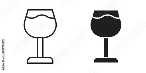 Wine glass icons for design. Easily editable stroke. Modern flat design.