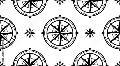 Silhouette compass seamless pattern vector illustration design