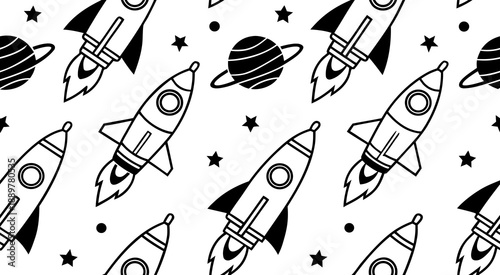 Silhouette rockets seamless pattern vector illustration design