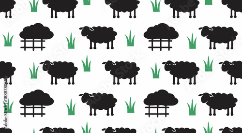 Silhouette sheep seamless pattern vector illustration design