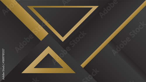 Modern Abstract Dark Background Minimalist Diagonal Triangle Line Geometric Shapes Gold Gradient Colorful Design. Good for Website Banners, Corporate Presentations, Branding, Posters, Social Media, an