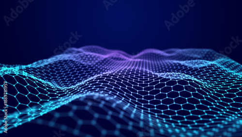Waves transmit silent codes through a light matrix. Dots pulsate with digital movement. 3D