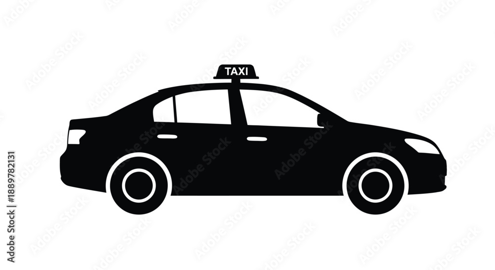 Fototapeta premium A black silhouette of a taxi cab on a white background silhouette
