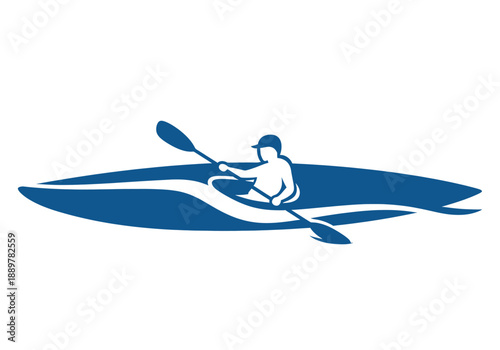 Man paddling a canoe on the water