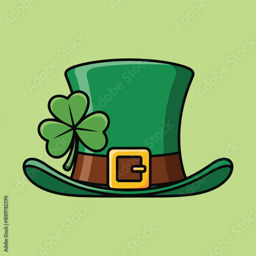 St Patricks Day green Irish top hat with shamrock clover symbol for festive celebration