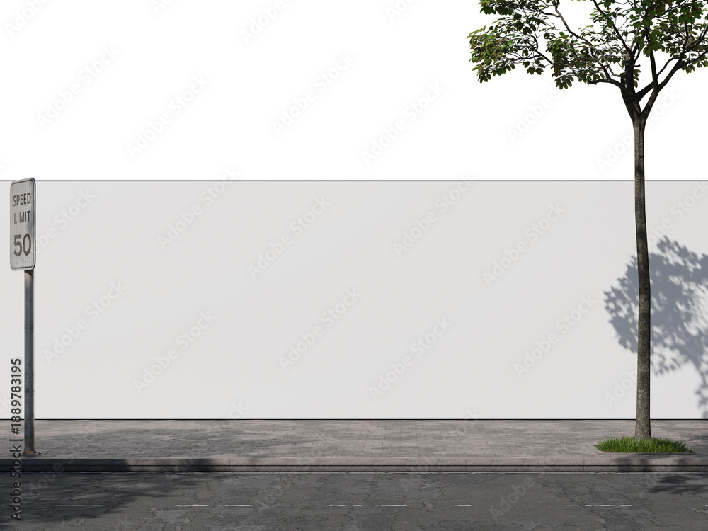 Obraz premium White Blank Hoarding Mockup 3D Rendering