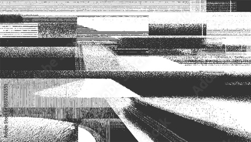 Abstract monochrome geometric pattern with horizontal lines and textured blocks