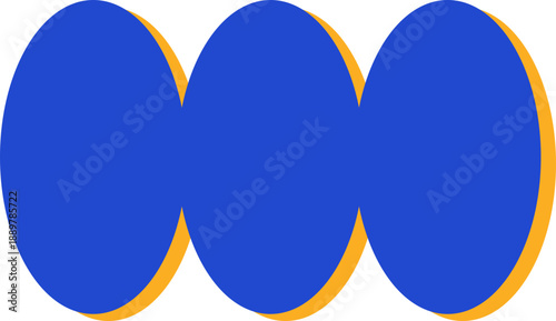 Abstract Modern Minimalist Geometric Art with Blue Circles and Orange Accents