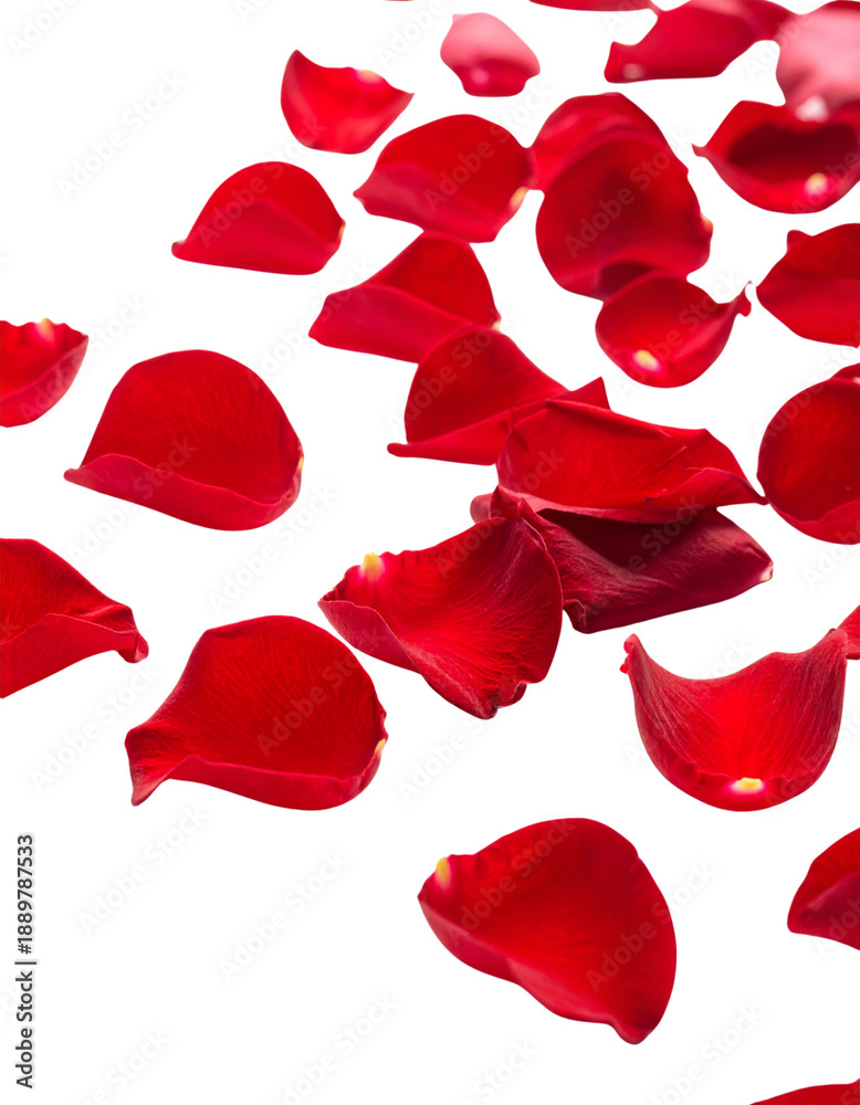 Fototapeta premium Beautiful rose petals on a white background