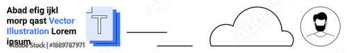 Cloud computing, data storage, user management, document sharing, online collaboration, information security. Text document, cloud and user icon elements displayed. Cloud computing and data storage