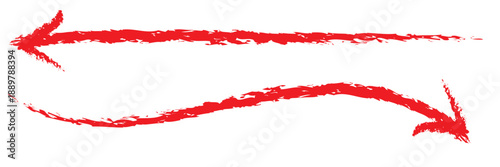 Hand Drawn Arrows and Direction Sketches.  Collection of red hand drawn arrows and doodle symbols showing movement, direction, and abstract navigation on a white background.

