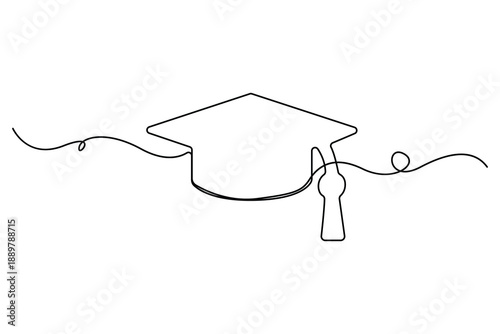 Continuous one line drawing of graduation cap education success concept vector illustration

