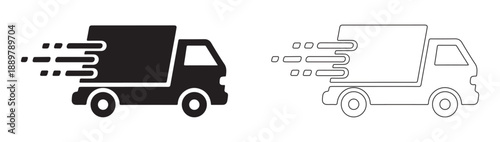 Delivery truck icon. Express delivery trucks icon. Fast shipping truck icon. Vector illustration