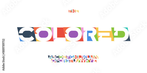 Cutout Negative Space Font Logo Alphabet Color Geometric Blocks Letter Set Modern Typography, Creative Typographic Design for Poster Headline, Type Symbol Logotype, Colorful Fonts. Vector Typeface