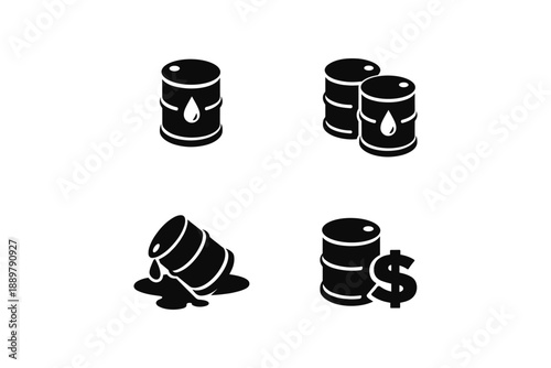 Oil Barrel Icons Set