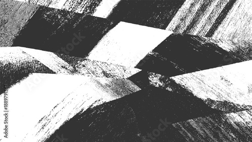 Abstract monochrome geometric pattern with textured surfaces and sharp angles