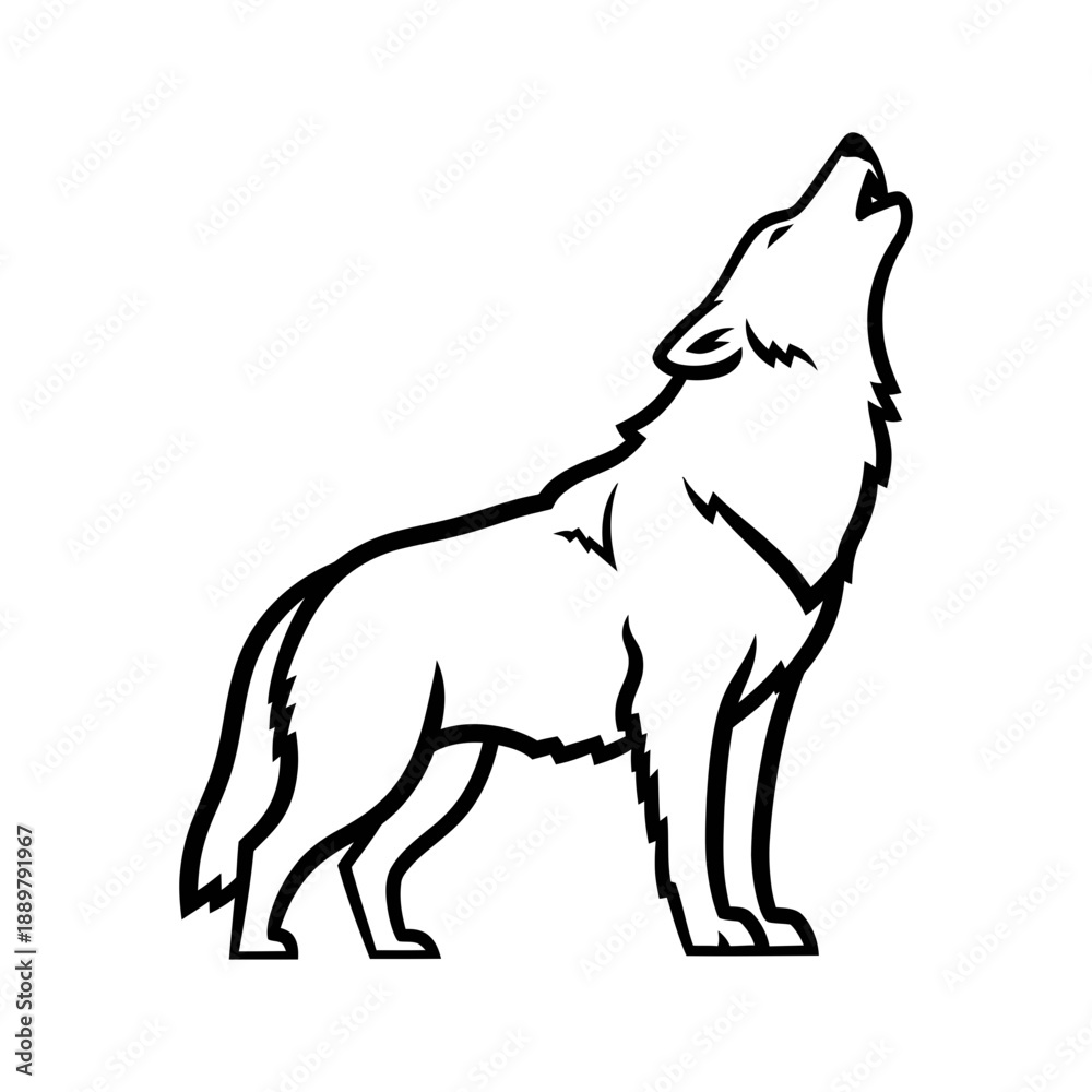 Obraz premium A Wolf Line-art Vector Illustration