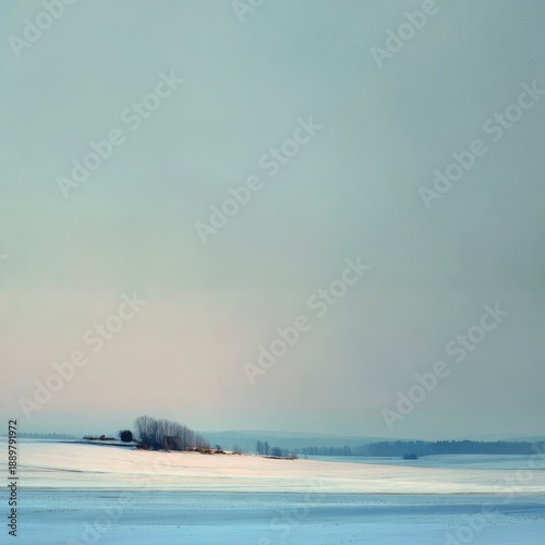 Wallpaper Mural Snow-covered landscape under soft morning light, muted colors, silent and expansive feeling, minimalist fine art composition, peaceful winter mood Torontodigital.ca