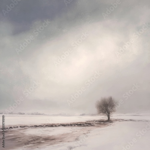 Wallpaper Mural Snow-covered landscape under soft morning light, muted colors, silent and expansive feeling, minimalist fine art composition, peaceful winter mood Torontodigital.ca