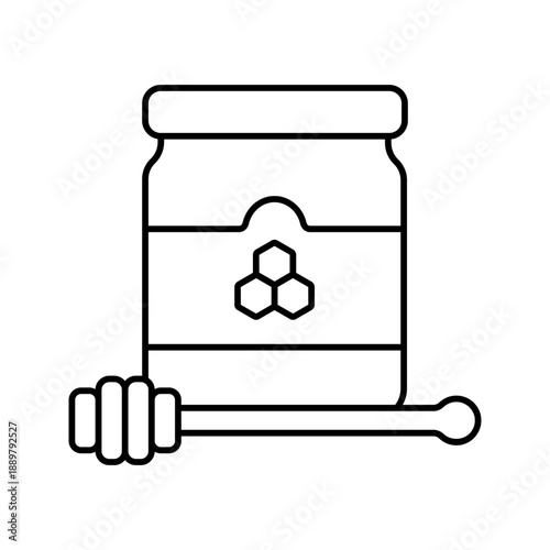 Sweet honey glass jar organic kitchen line art icon
